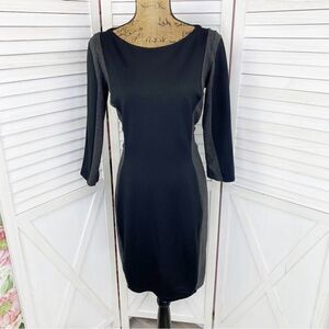 H&M Knit Colorblock Bodycon Sheath Dress Black Gray Medium